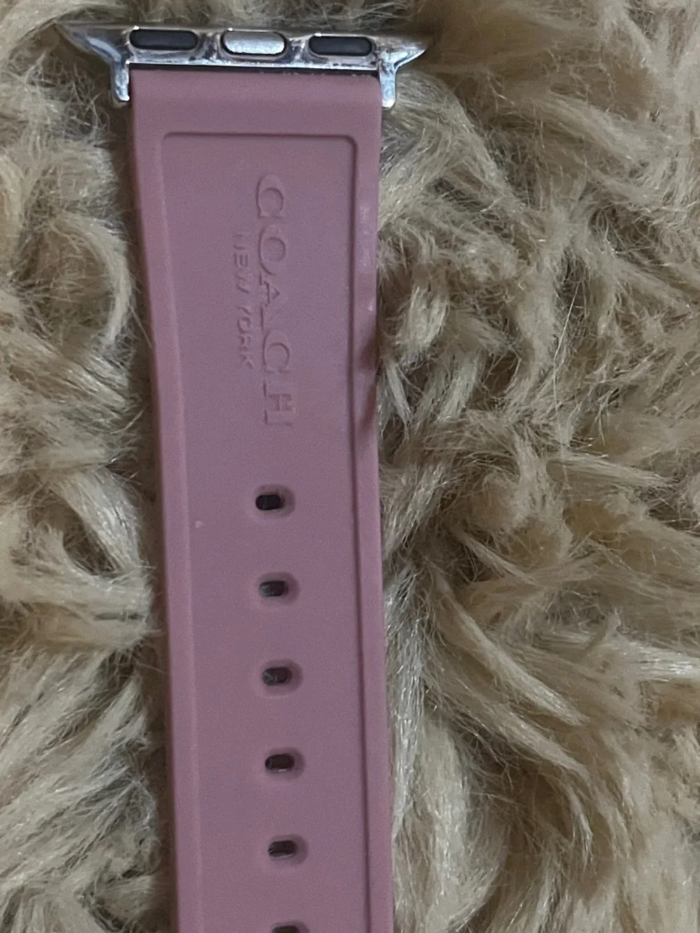 Coach Lilac Pink Leather Watch Strap with Silver Buckle - Picture 2 of 3